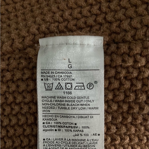 joodito 100% cotton textured sweater wrap scarf preppy tie cowl chunky camel tan - Picture 9 of 9